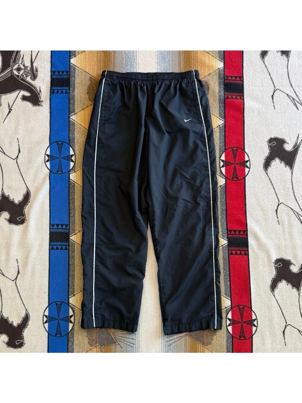 Vintage Y2K Men’s Nike Swishy Sweatpants Size Large Black Gray Gym Workout Lift
